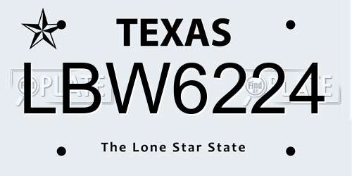 LBW6224 Texas License Plate