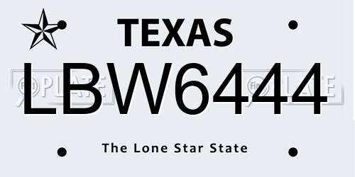 LBW6444 Texas License Plate