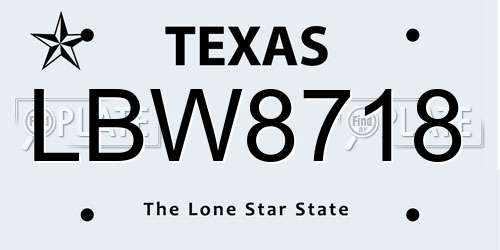 LBW8718 Texas License Plate