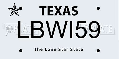 LBWI59 Texas License Plate