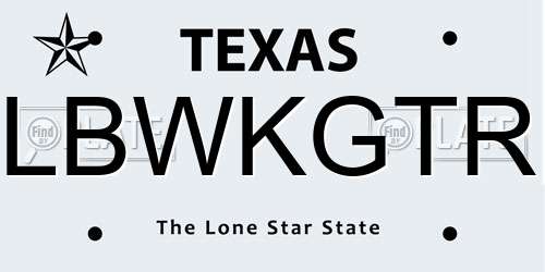 LBWKGTR Texas License Plate
