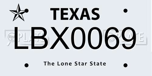 LBX0069 Texas License Plate