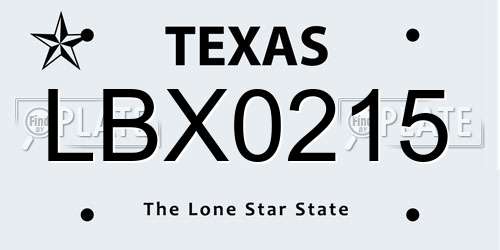 LBX0215 Texas License Plate