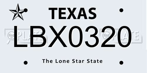 LBX0320 Texas License Plate