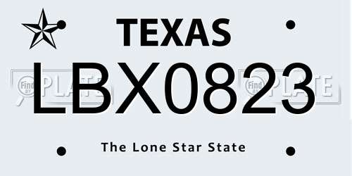 LBX0823 Texas License Plate