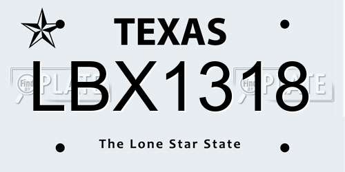 LBX1318 Texas License Plate