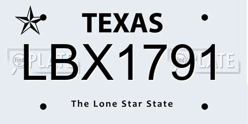 LBX1791 Texas License Plate