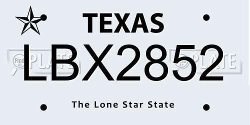 LBX2852 Texas License Plate