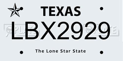 LBX2929 Texas License Plate