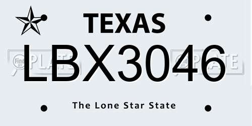 LBX3046 Texas License Plate