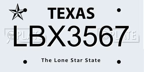LBX3567 Texas License Plate