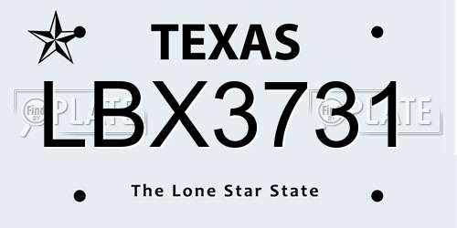 LBX3731 Texas License Plate