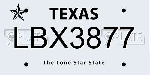 LBX3877 Texas License Plate