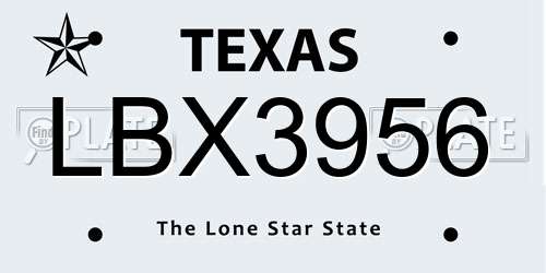 LBX3956 Texas License Plate