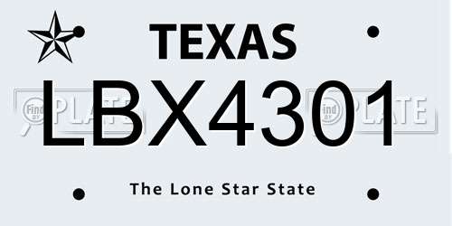 LBX4301 Texas License Plate