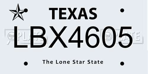 LBX4605 Texas License Plate