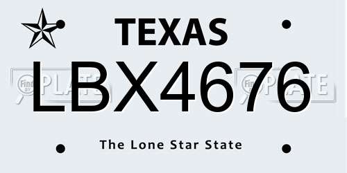 LBX4676 Texas License Plate