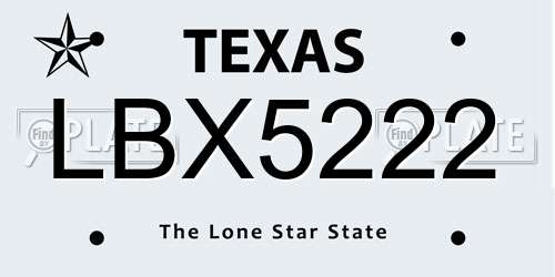 LBX5222 Texas License Plate