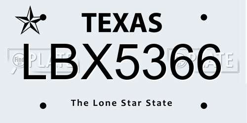 LBX5366 Texas License Plate