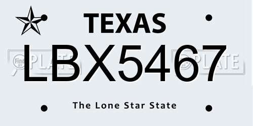 LBX5467 Texas License Plate