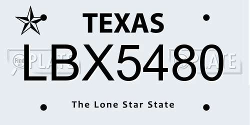 LBX5480 Texas License Plate