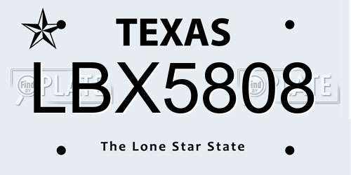 LBX5808 Texas License Plate