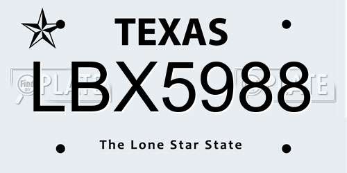LBX5988 Texas License Plate