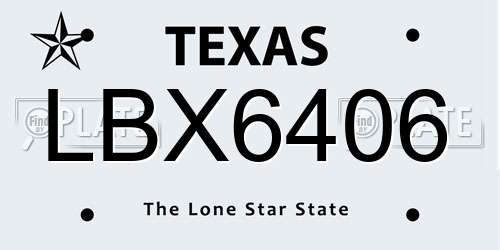 LBX6406 Texas License Plate