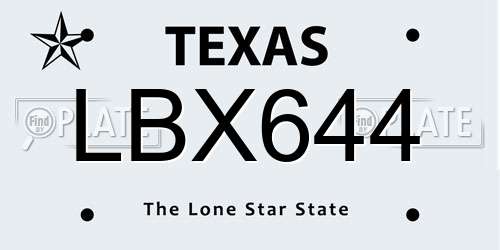 LBX644 Texas License Plate