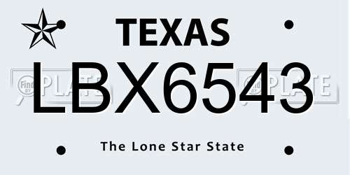 LBX6543 Texas License Plate
