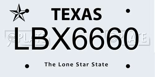 LBX6660 Texas License Plate