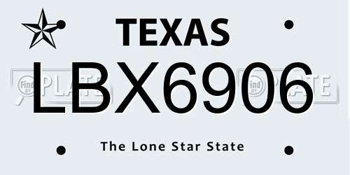 LBX6906 Texas License Plate