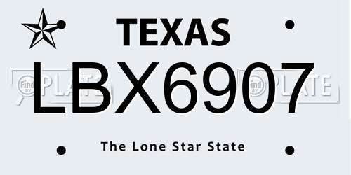 LBX6907 Texas License Plate