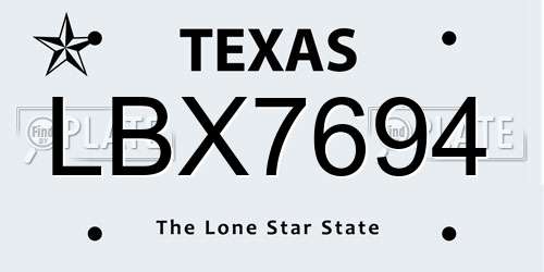 LBX7694 Texas License Plate