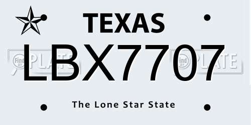 LBX7707 Texas License Plate