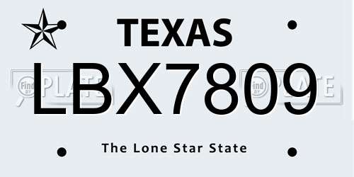 LBX7809 Texas License Plate