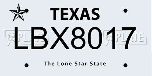 LBX8017 Texas License Plate