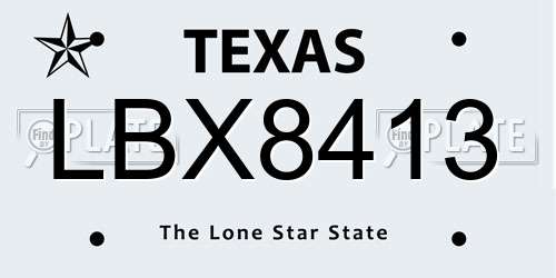 LBX8413 Texas License Plate