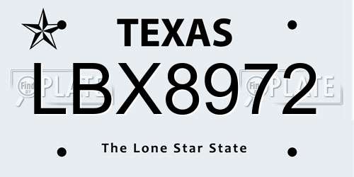 LBX8972 Texas License Plate