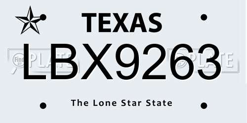 LBX9263 Texas License Plate