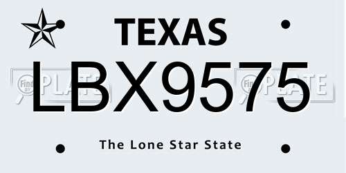 LBX9575 Texas License Plate