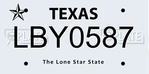 LBY0587 Texas License Plate