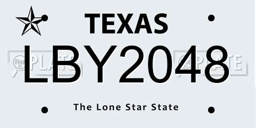 LBY2048 Texas License Plate