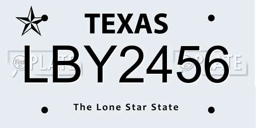 LBY2456 Texas License Plate