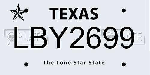 LBY2699 Texas License Plate