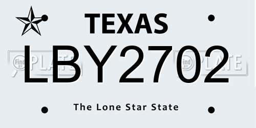 LBY2702 Texas License Plate