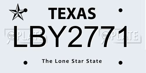 LBY2771 Texas License Plate