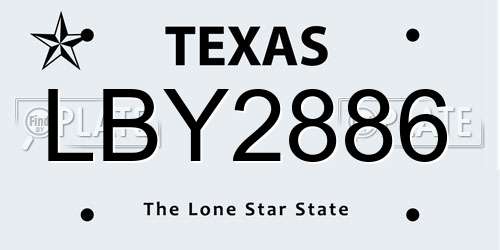 LBY2886 Texas License Plate