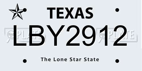LBY2912 Texas License Plate