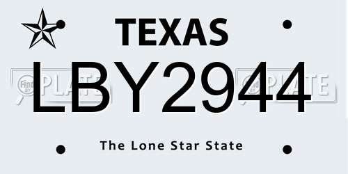 LBY2944 Texas License Plate
